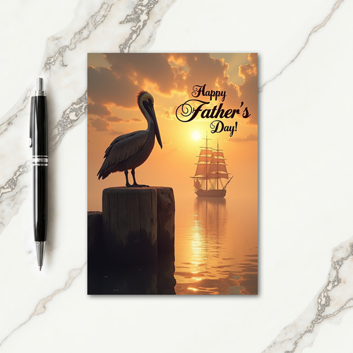Sunset Pelican Fathers Day Card