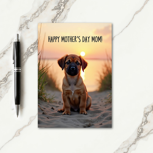 Sunset Puppy Mothers Day Card