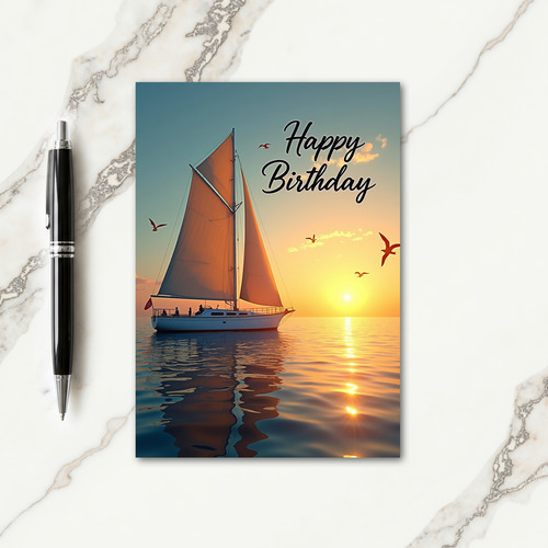 Sunset Sailing Birthday Card