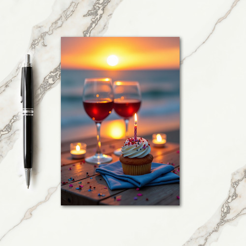 Sunset Waters Birthday Card