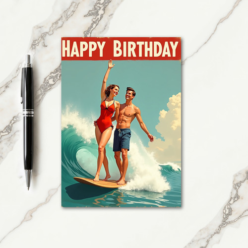 Surf Birthday Couple Card