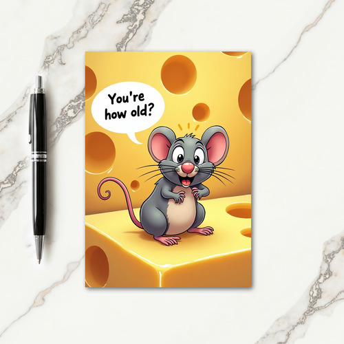 Surprised Birthday Mouse Card