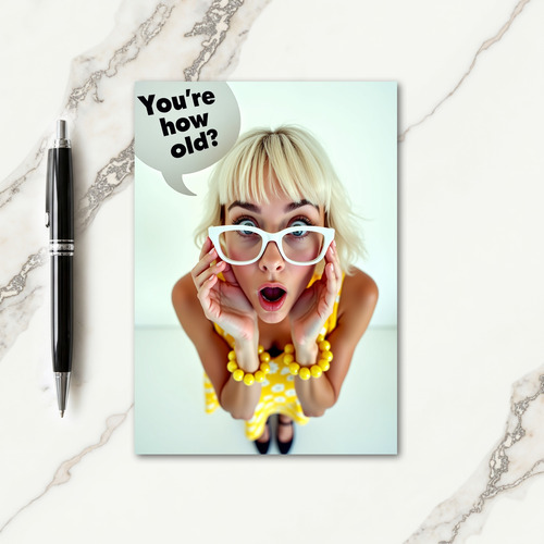Surprised Blonde Birthday Card