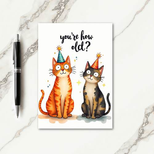 Surprised Cat Birthday Card