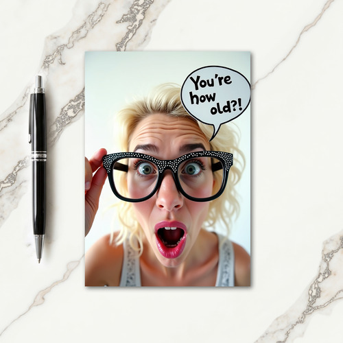Surprised Woman Birthday Spectacles Card