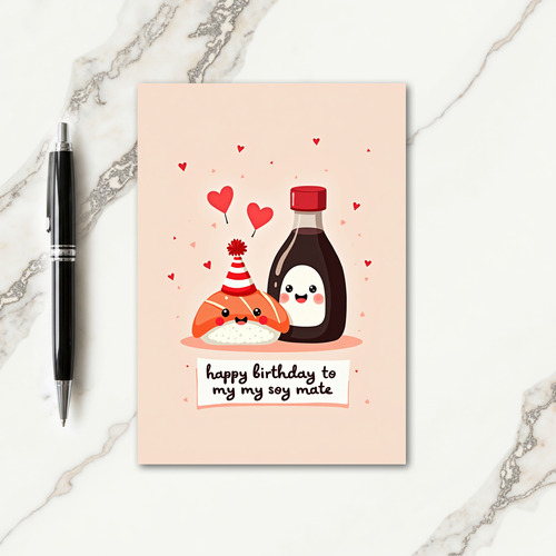 Sushi Birthday Illustration Card