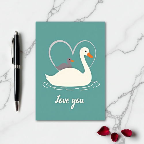 Swan And Duckling Love You Card