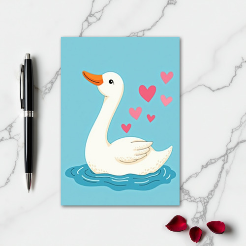 Swan Hearts Lovely Art Card