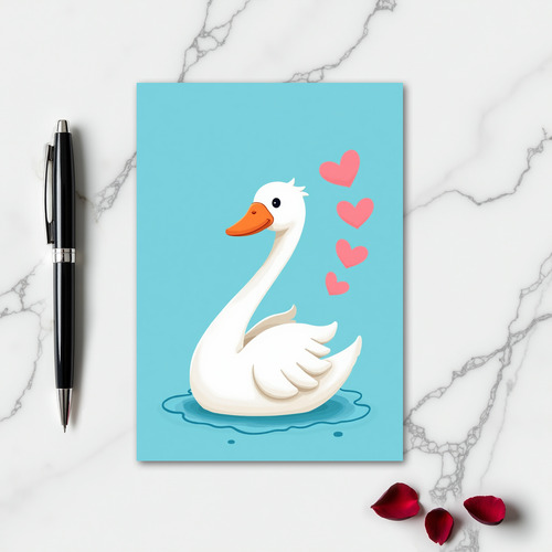 Swan Love Aquamarine Scene Card