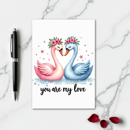 Swan Love Story Greeting Card