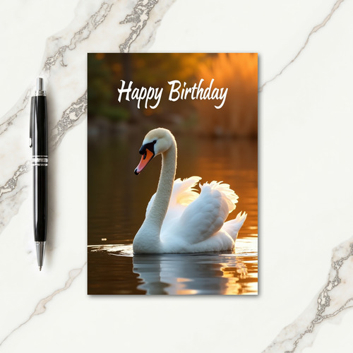 Swan Serenity Birthday Card