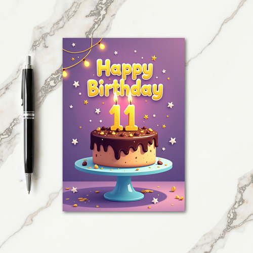 Sweet 11Th Cake Birthday Card