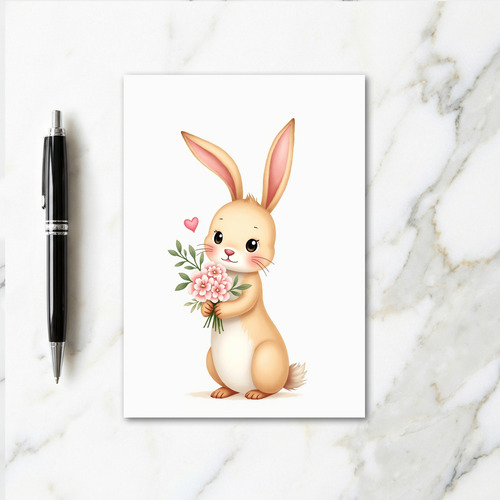Sweet Animal With Flowers Card