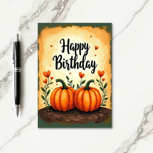 Sweet Autumn Birthday Gourd Card