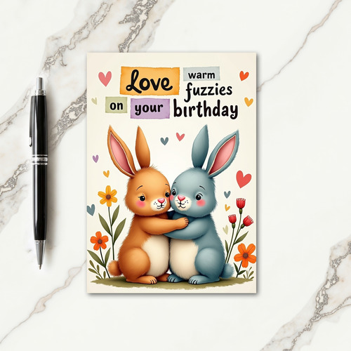 Sweet Azure Bunny Birthday Card