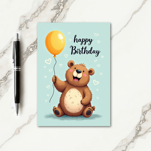 Sweet Balloon Bear Birthday Card