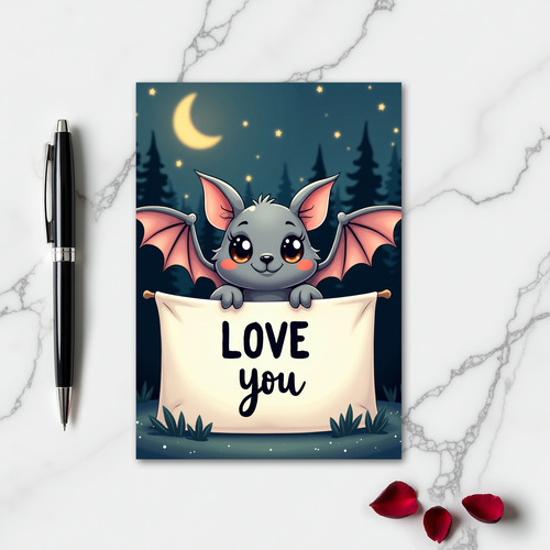 Sweet Bat Love You Moon Night Card