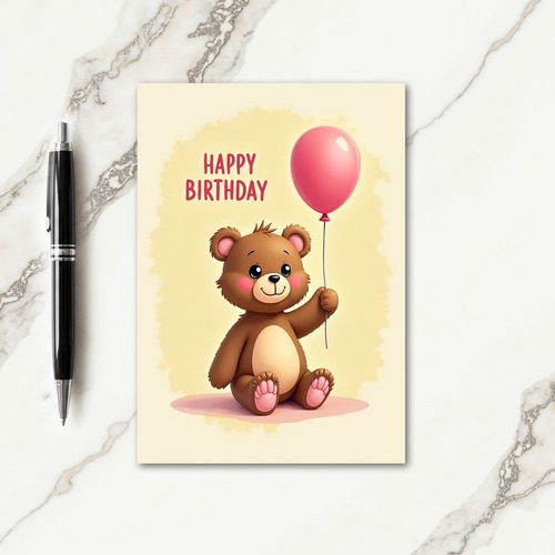 Sweet Bear Balloon Birthday Card
