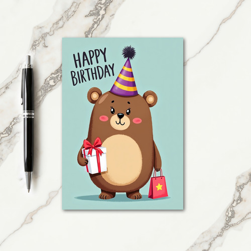 Sweet Bear Birthday Party Card