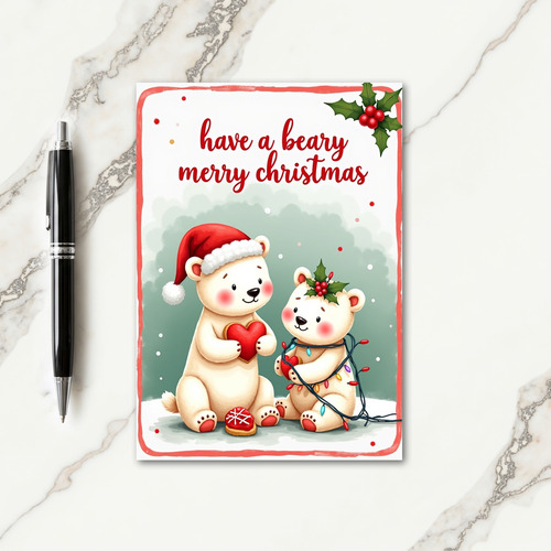 Sweet Bear Holiday Lights Card