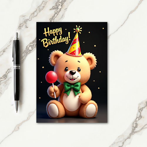 Sweet Bear Party Hat Card