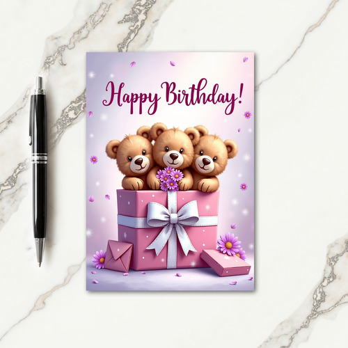 Sweet Bear Trio Birthday Card