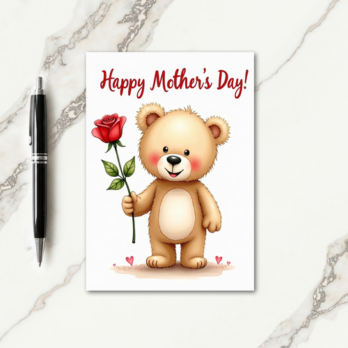 Sweet Bears Rose Mothers Day Card