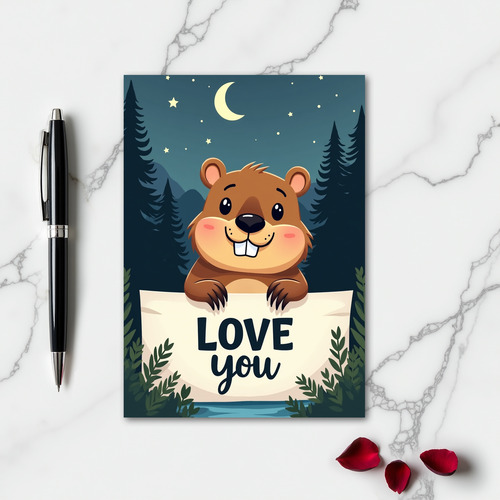 Sweet Beaver Love You Card