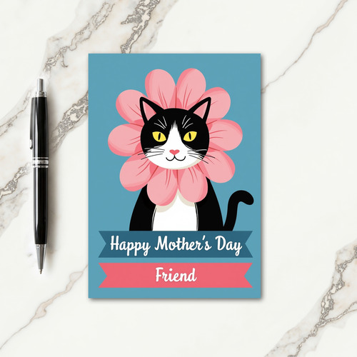 Sweet Bicolored Cat Day Card