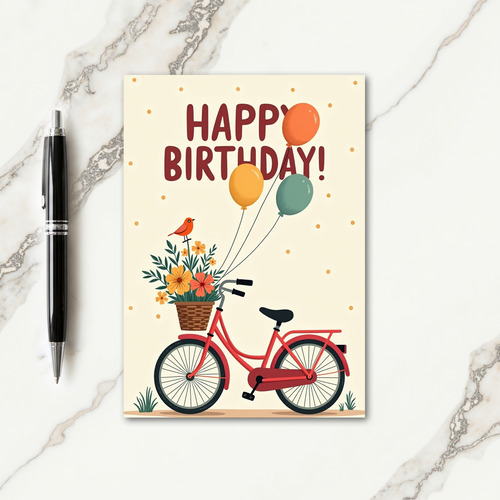 Sweet Bicycle Birthday Card