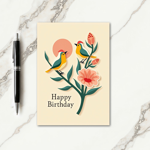 Sweet Birds Floral Cutout Card