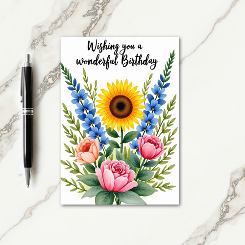 Sweet Birthday Azure Floral Card