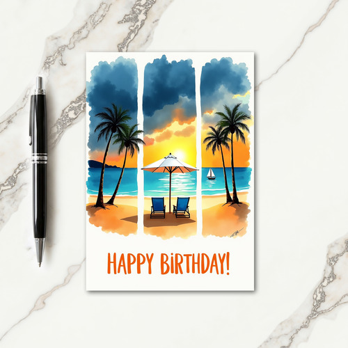 Sweet Birthday Beach Scene Card