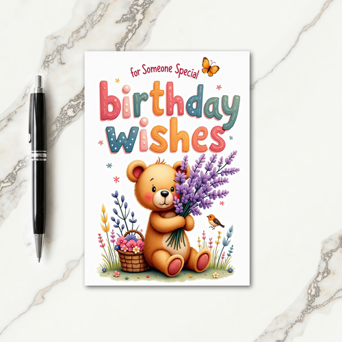 Sweet Birthday Bear Bouquet Card