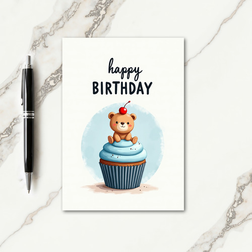 Sweet Birthday Bear Cupcake Card