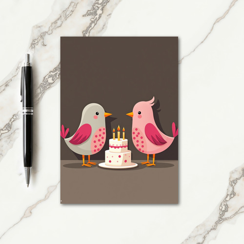 Sweet Birthday Bird Illustration Card