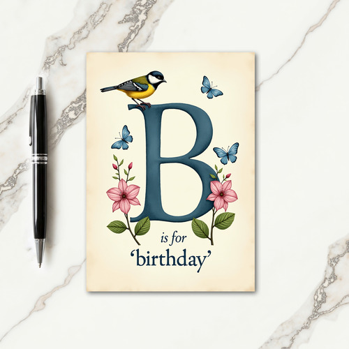 Sweet Birthday Bird Letter B Card