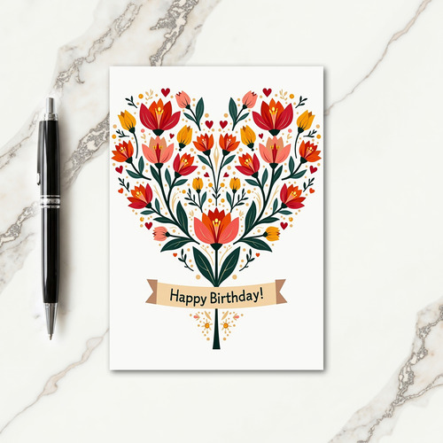 Sweet Birthday Blooming Heart Card