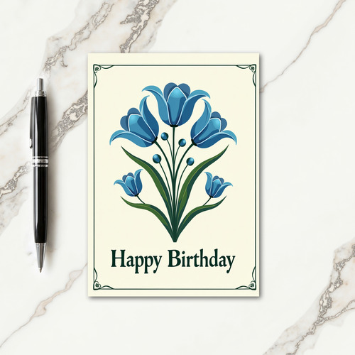 Sweet Birthday Blue Floral Card