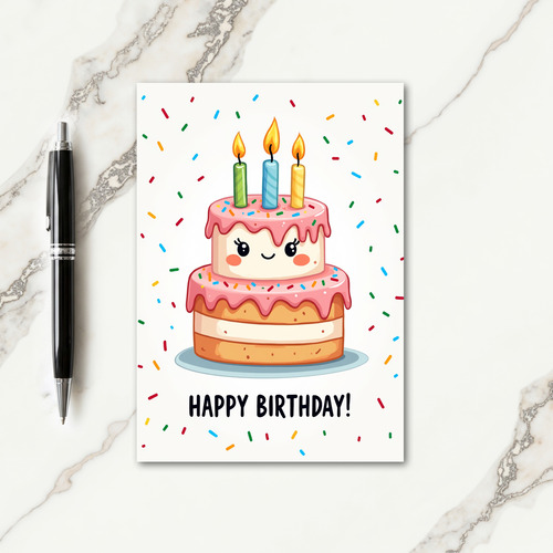 Sweet Birthday Cake Face Card