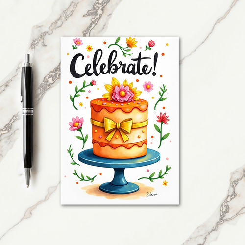 Sweet Birthday Cake Floral Card