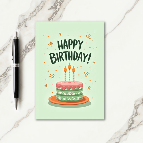 Sweet Birthday Cake Illustration Card