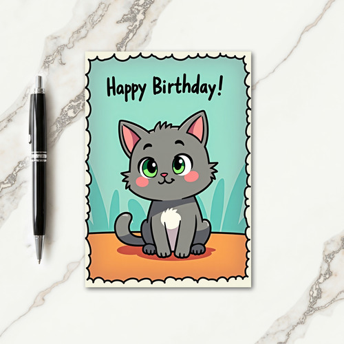Sweet Birthday Cartoon Cat Card