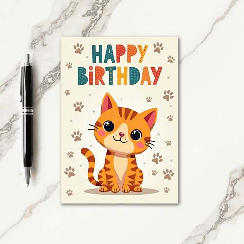 Sweet Birthday Cartoon Feline Card