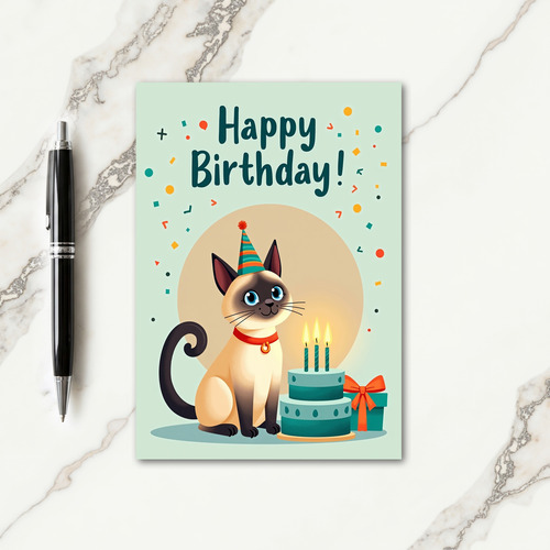Sweet Birthday Cat Illustration Card