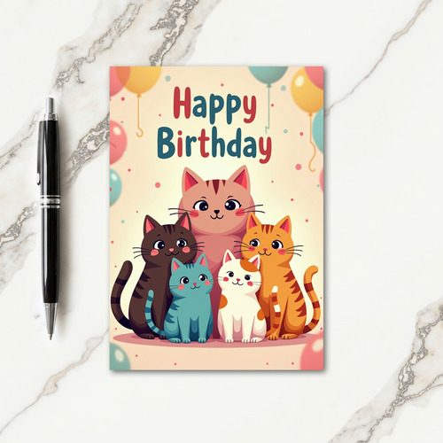 Sweet Birthday Cat Party Card