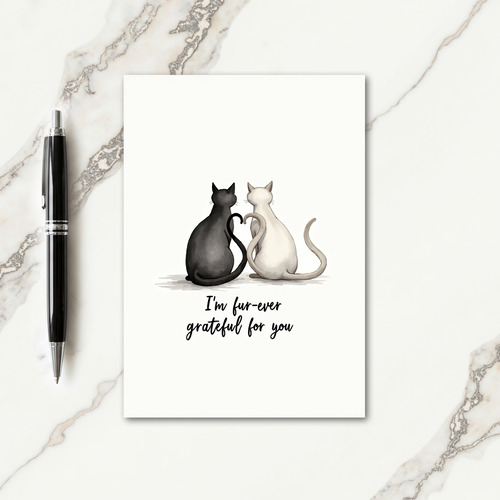 Sweet Birthday Cats Heart Tail Card
