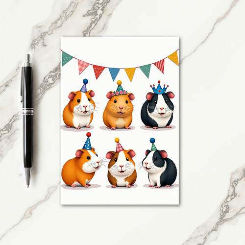 Sweet Birthday Cavy Illustration Card
