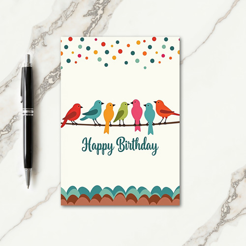 Sweet Birthday Colorful Birds Card