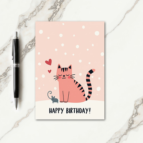 Sweet Birthday Coral Cat Card